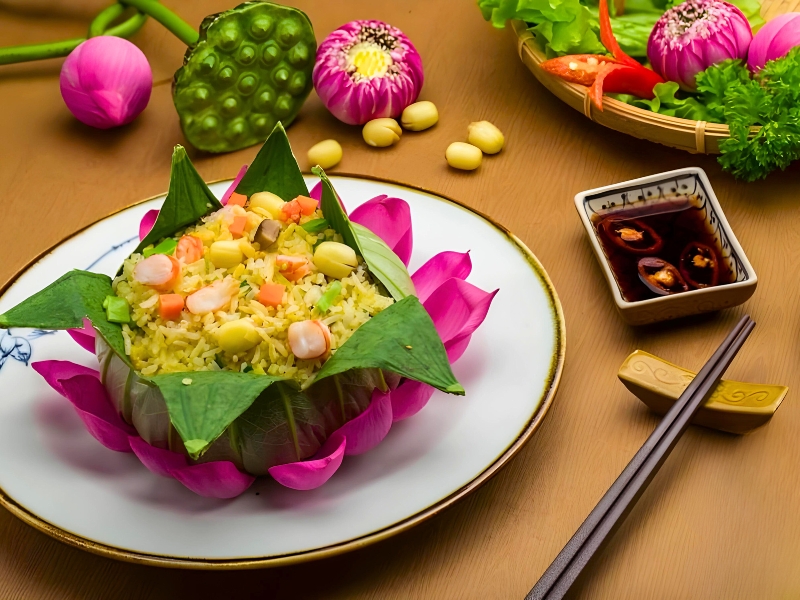 Com Goi La Sen (Riz en feuille de lotus) gastronomie de Hue