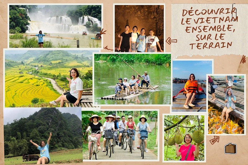 Vân NGUYEN sur le terrain au Vietnam : cascade de Ban Gioc, rizières en terrasses, radeau de bambou et balade à vélo
