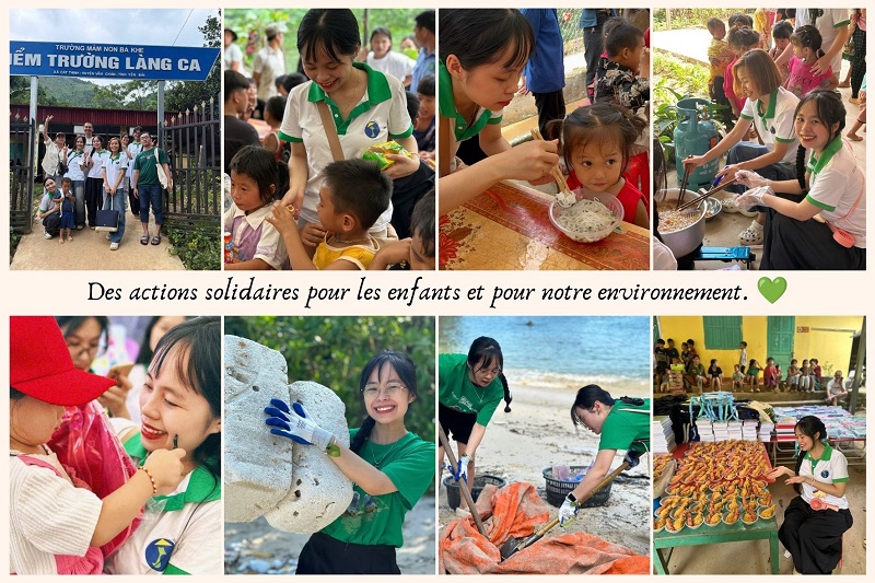 Hien NGUYEN avec les enfants de l'école de Lang Ca à Yen Bai et nettoyage de la baie d'Ha Long après le typhon Yagi