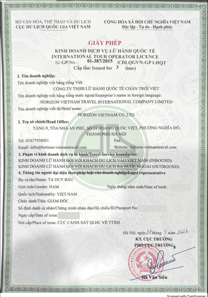 Notre licence internationale du tourisme