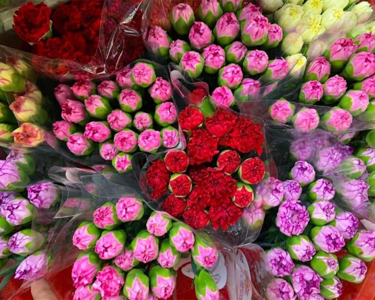 Bouquets de fleurs fraîches vendus de nuit au marché de Ho Thi Ky à Saigon