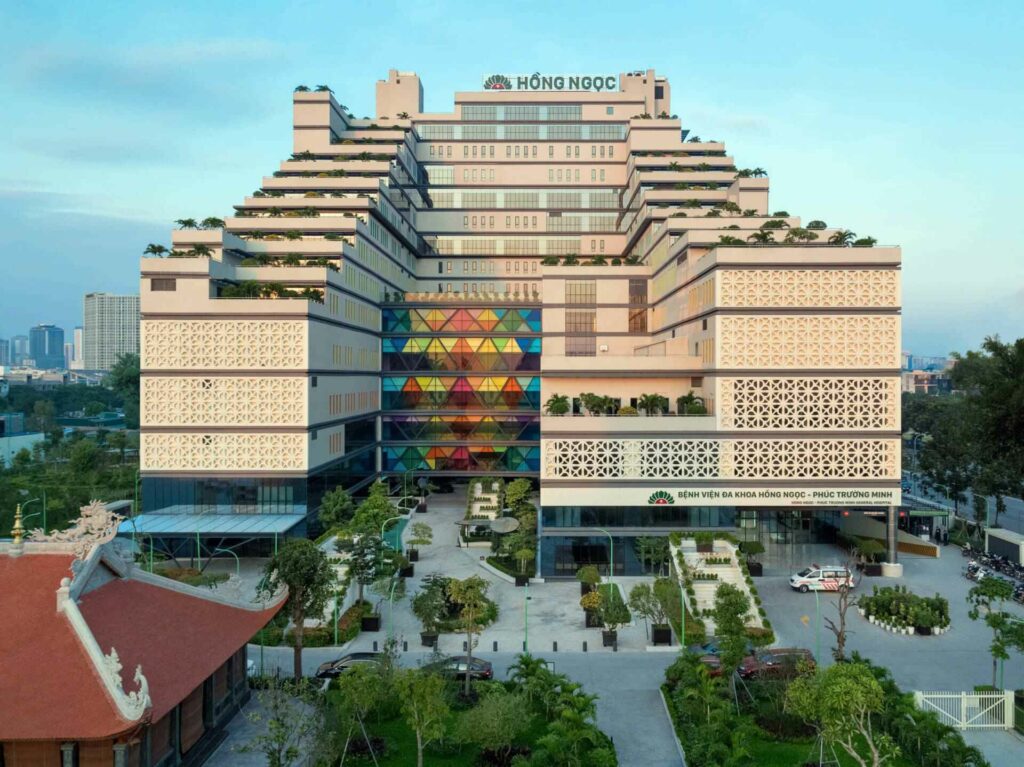 Modern facade of Hong Ngoc Hospital in Hanoi