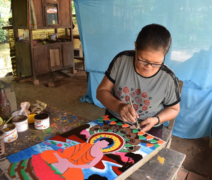 Peinture artisanale représentant Bouddha à Soc Trang