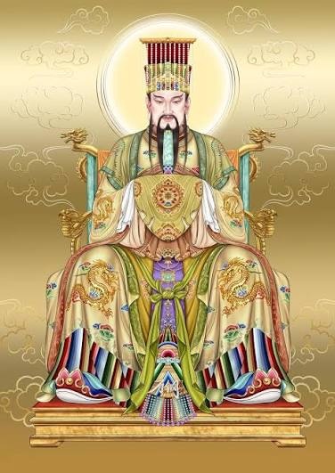 Illustration de l'Empereur de Jade assis sur son trône céleste