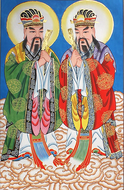 Peinture représentant Nam Tào et Bắc Đẩu, les divinités jumelles du destin