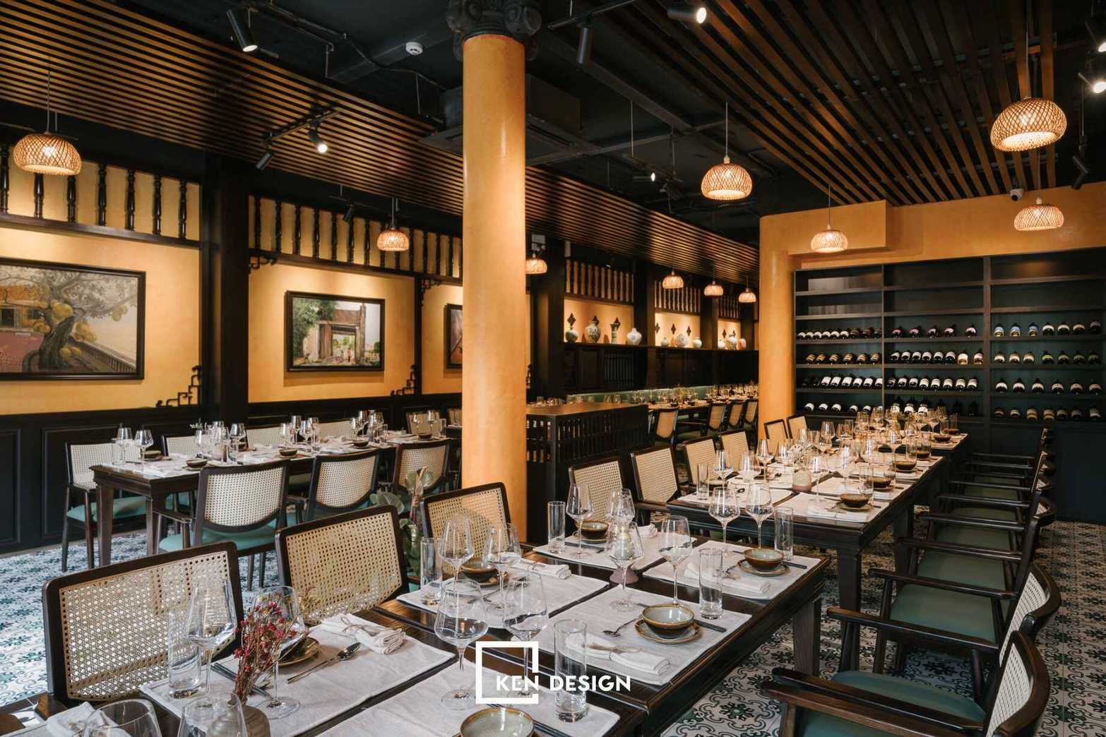 Interieur du restaurant Viet Rice Essence avec carreaux anciens et ceramiques